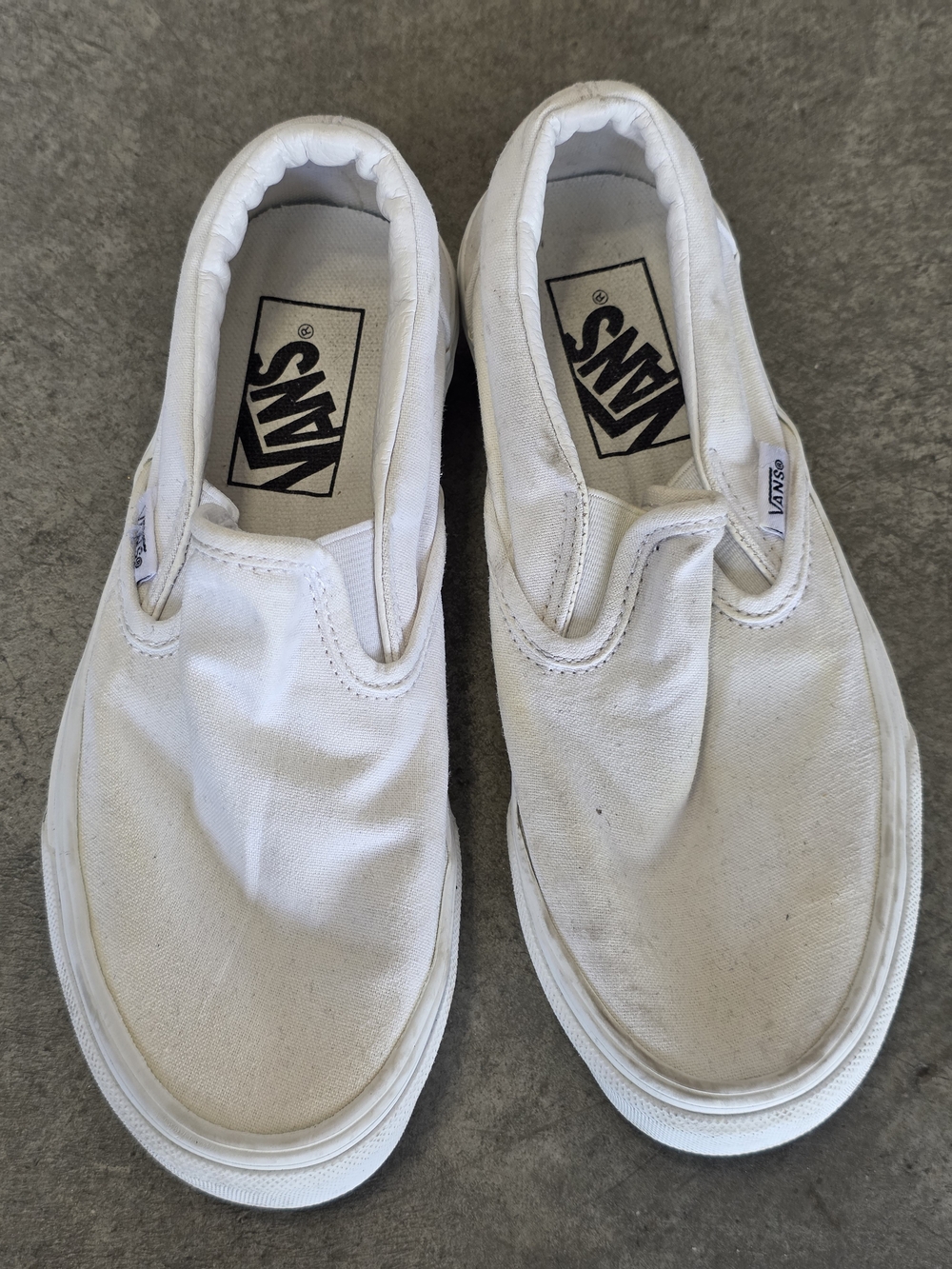 Vans Kids Slip-On Canvas Sneakers in White Size 3.5